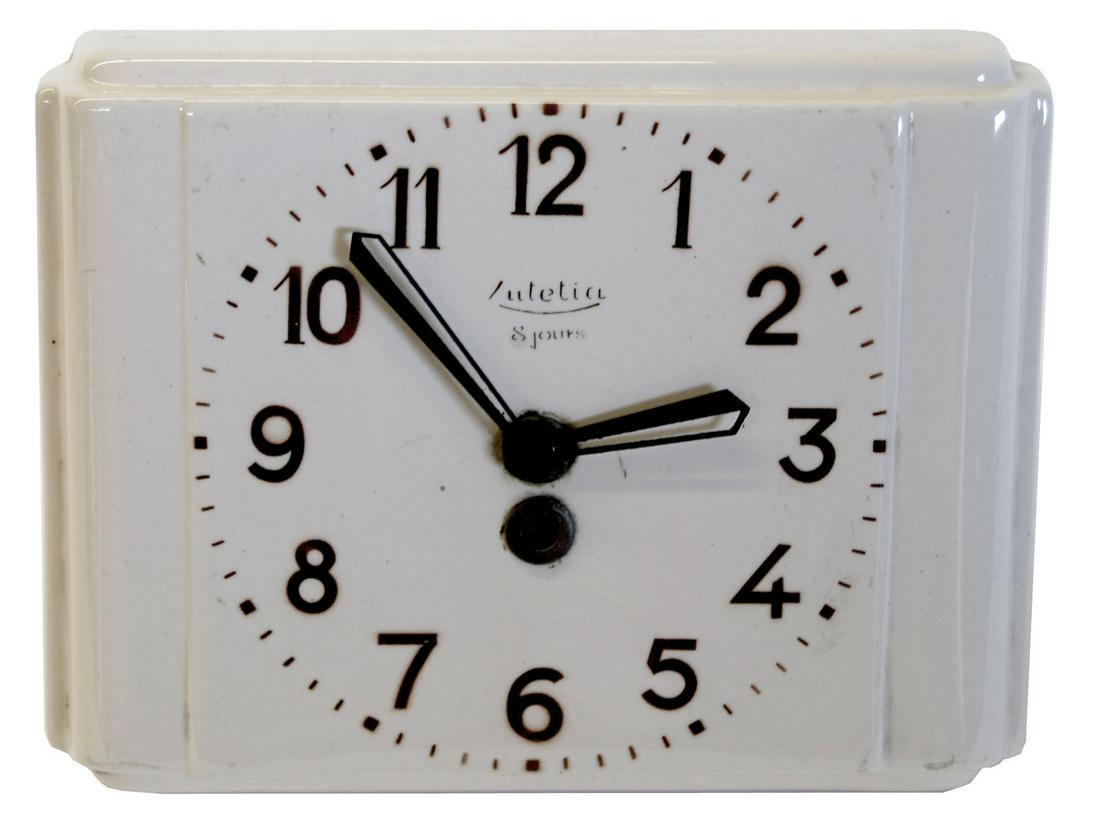 CERAMIC FRENCH ART DECO CLOCK: Title: CERAMIC FRENCH ART DECO CLOCK Description: Made in France in the 1920's this clock is made with ceramic so it could be used in a kitchen , sold only as a decorative piece since I do not know if