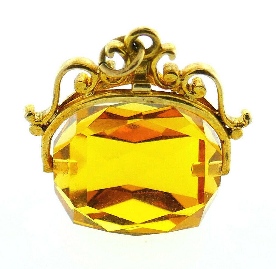 Victorian 9k Yellow Gold English Citrine Fob Charm (1 of 5)