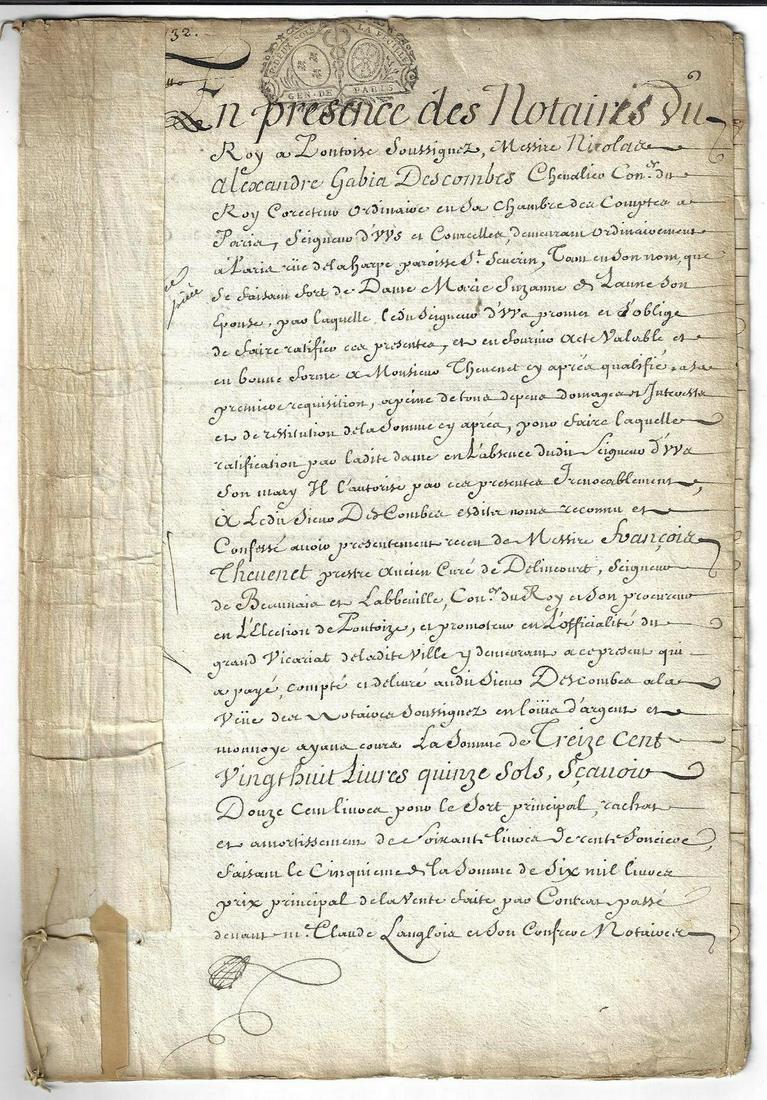 1732 French Manuscripts Sale of Maison (1 of 2)