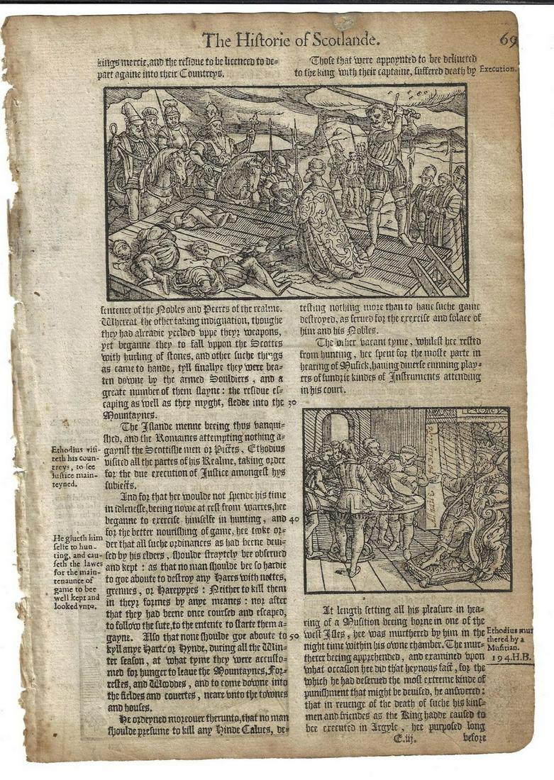 1577 Holinshed Leaf Woodcuts Executions (1 of 2)