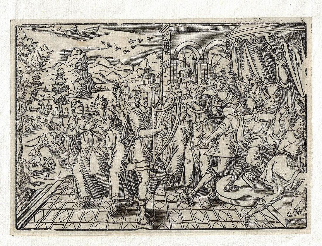 Fine 16th C Old Master David w/ Harp (1 of 1)