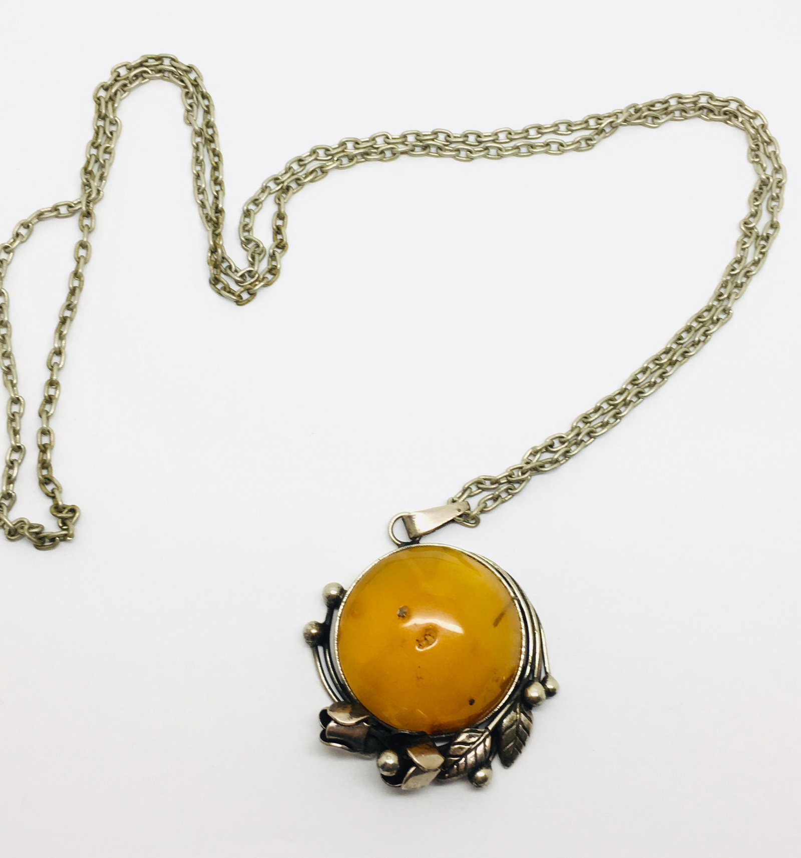 Stunning Unique Vintage Amber Pendant with chain, (1 of 9)