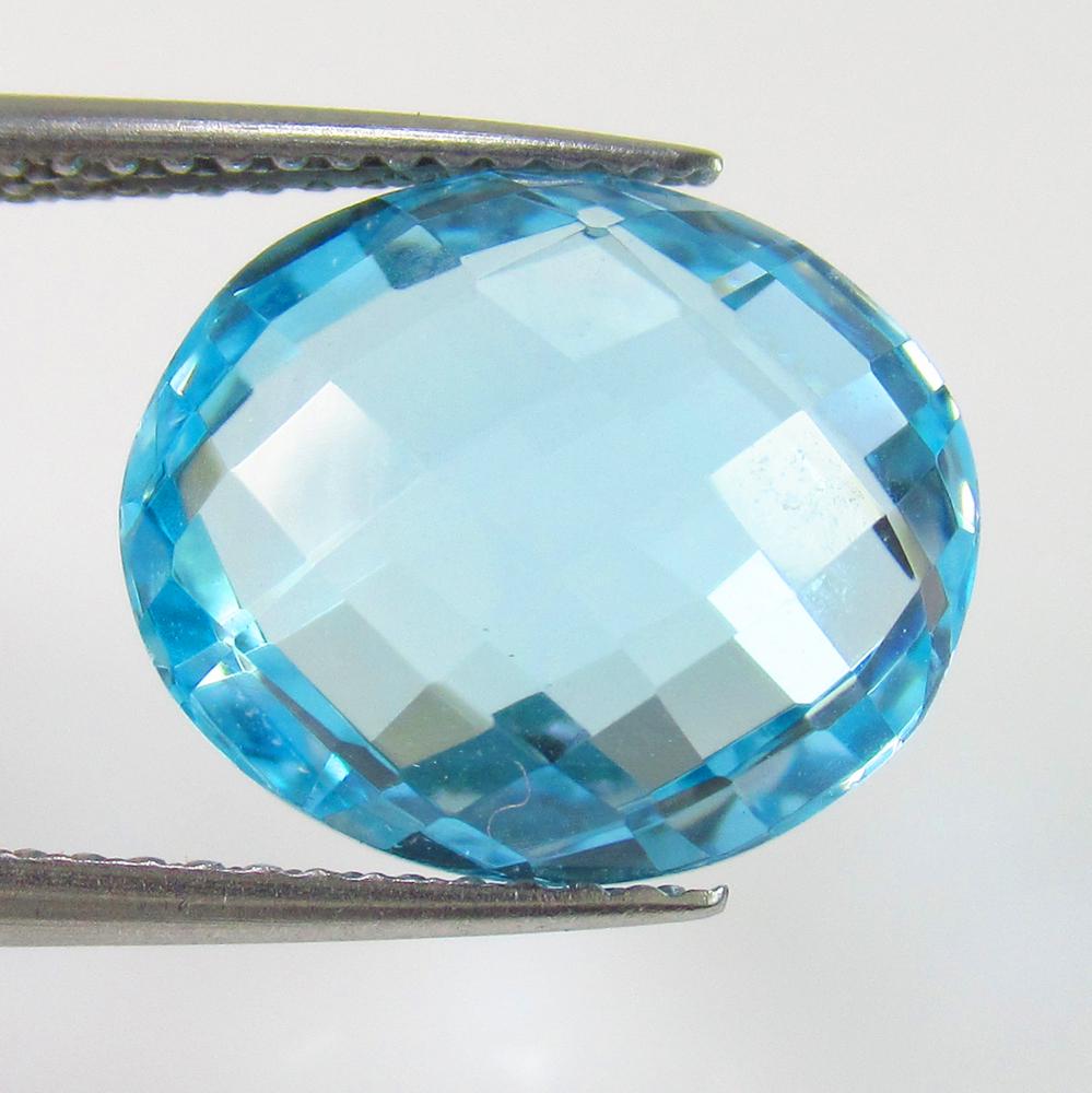 8.39 Ct Genuine Brazil Sky Blue Topaz Oval Checkerboard (1 of 2)