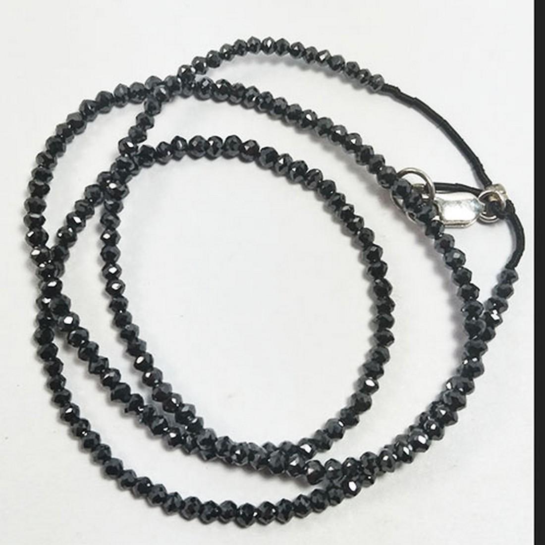 24.85Cts World Popular Stylish Wear Natural Black: Title: 24.85Cts World Popular Stylish Wear Natural Black Diamond Beads with Silver Lock Brand: MRS GEMS Carat Weights: 24.85 Size/Dimensions: 46 CM (2.9 x 2.5) Reserve: $320.00 Shipping: Domestic: Fla