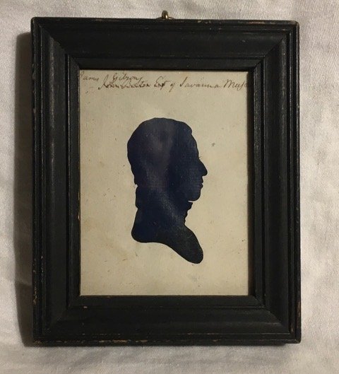 Rare African American Silhouette (Savannah): Title: Rare African American Silhouette (Savannah) Date/Period: 1820 Provenance:Inscribed James Gibson of the Savannah Museum. In early molded frame Shipping: Domestic: Flat-rate of $15.00 to anywhere