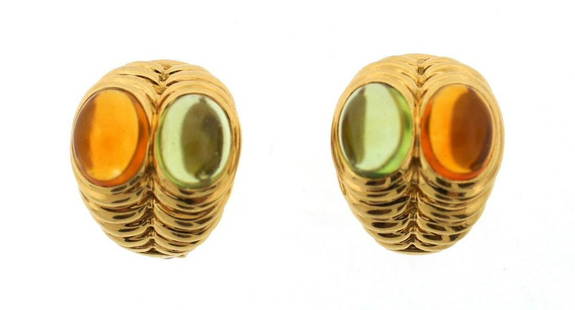 NICE Bulgari 18k Yellow Gold, Brown & Green Tourmaline: DK Bulgari 18k Gold & Tourmaline Earrings Unique… Stylish & Classic! A dream of every woman & YOU CAN MAKE IT TRUE! This elegant pair of earrings is one of a kind! Now you have a chance to