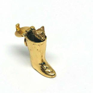 Vintage 14K Yellow Gold Mechanical Boot Animal Charm: KG JT0 Victorian 14K Yellow Gold Mechanical Boot/ Animal Charm Material: 14K Yellow Gold Measurements: 5/8” x 3/8” Weight: 3.1 g Hallmark: 14K A MUST HAVE FOR COLLECTOR! Reserve: $273.00