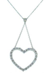 Tiffany and Co Diamond Heart Pendant Platinum Necklace: KG U000 Tiffany and Co Diamond Heart Pendant Platinum Necklace · Weight: 6.7 g · Material: Platinum 950 · Gemstone: Modern brilliant cut diamonds 1.40ct F-J/ VVS1 · Measurements: chain’s