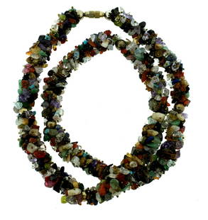 C.1970 VINTAGE NATURAL STONE STRAND NECKLACE CITRINE: N-AOO C.1970 VINTAGE PERFECT CONDITION NATURAL STONE STRAND NECKLACE Unique… Stylish & Classic! NATURAL STONES: CITRINE, AQUA, GARNET, TURQUOISE, LAPIS, SILVER BEADS GORGEOUS ROPE LIKE DESIGN 