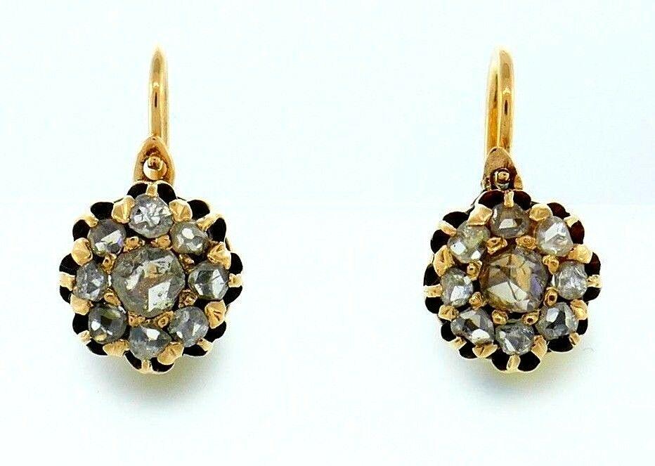 14k Yellow Gold Antique Diamond Earrings (1 of 6)