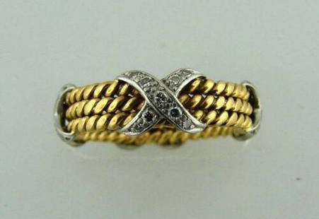 TIFFANY & CO.SCHLUMBERGE; R 18K YELLOW GOLD DIAMOND X: N-UJOO TIFFANY & CO. SCHLUMBERGER 18K 750 YELLOW GOLD DIAMOND X COLLECTION RING Tiffany & Co. – style, elegance, timelessness! A TRULY TIMELESS PIECE! STYLISH! SIZE: 6.0 18K YELLOW GOLD