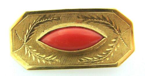 ANTIQUE C1900 VINTAGE 18K YELLOW GOLD CORAL PIN BROOCH: N-ATO . The width is 5/16 of an inch. 1900…. Antique…. Europe.. Elegance… Glamour… Functionality and Modernity… A perfect gift for a sophisticated woman who loves luxury, brooches and