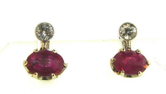 Vintage Ruby and Diamond Platinum Drop Earrings on a: AK JG00 Vintage Ruby and Diamond Platinum Drop Earrings on a Wire · Wonderful earrings that is a great addition to your collection. · Weight is 3.3 grams · Made of Platinum, Ruby, Diamond ·