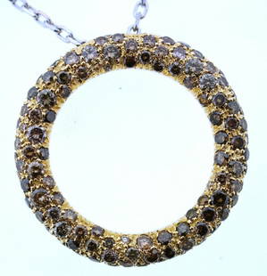 ROBERTO COIN 18K GOLD CHAIN FANCY YELLOW & BROWN: N-NOOO AUTHENTIC 18K WHITE & YELLOW GOLD YELLOW & BROWN DIAMOND ETERNITY CIRCLE PENDANT BY ROBERTO COIN STAMPED SAPPHIRE RUBY Roberto Coin "Changing style is my style." - Roberto Coin For