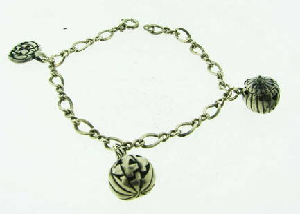 SPOOKY Sterling Silver Halloween Charm Bracelet!: DK Sterling Silver Halloween Charm Bracelet! This wonderful item is one of a kind! The weight is 19.8 grams. The length is 6 ¾ inches. The height of the charm is 5/8 of an inch. The charms are