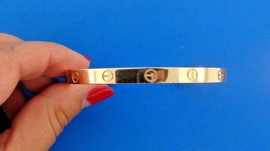 TRENDY Cartier LOVE COLLECTION 18k Rose Gold Cuff: DK Cartier LOVE COLLECTION 18k Rose Gold Cuff Bangle Size 19 · This is a most for a collector. The weight is 26.5 grams. The serial number is FR 1221. · This is a timeless piece. Reserve: