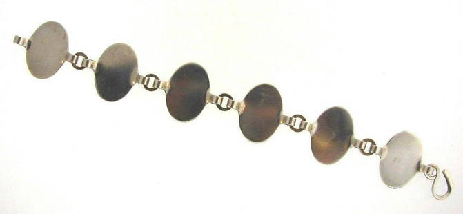 MID CENTURY MODERN Georg Jensen Sterling Silver: DK Georg Jensen Mid Century Modern Sterling Silver Bracelet · This is a must for a collector! The weight is 23.6 grams. The length is 7 7/8 inches. The height is 1 inch. The number on the