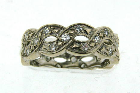 14k White Gold and Diamond Band Ring: AK J000 14k White Gold and Diamond Band Ring · Wonderful ring that is a great addition to your collection. · Weight is 3.9 grams · Made of 14k White Gold, Diamonds 0.48 carats of Diamonds ·