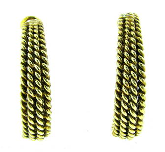 CHIC Woven Design Sterling Hoops with Gold Wash: DK Silver Hoops with Gold Wash, Woven Design! This wonderful pair of earrings is one of a kind! The weight is 18.1 grams. The height is 1 ½ inches. The length is 5/16 of an inch. The width is