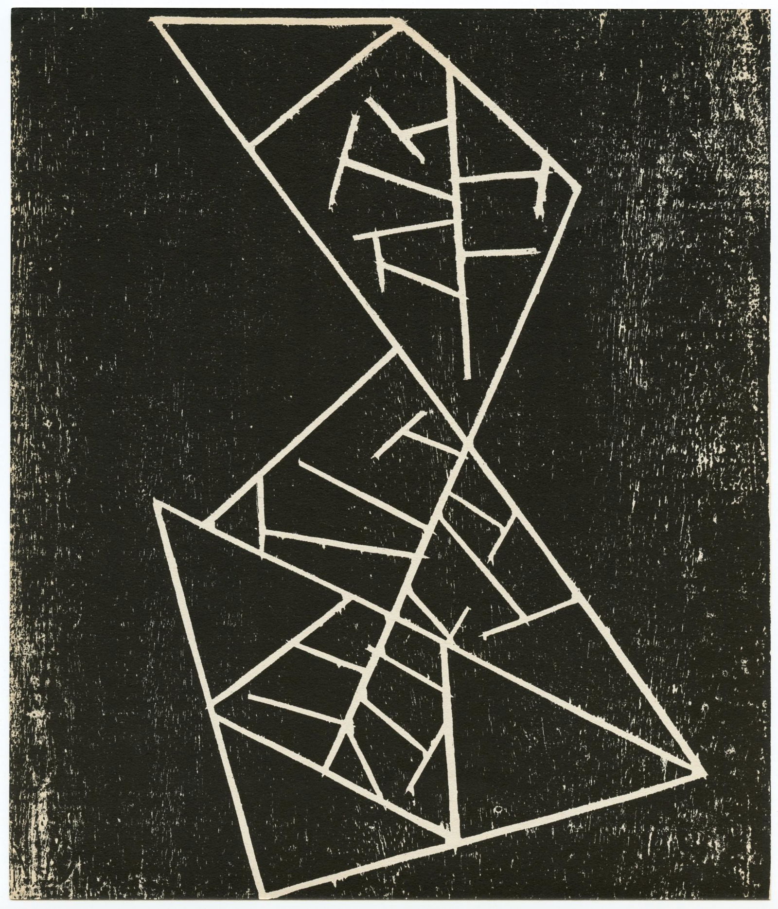 Jean Hans Arp original woodcut "Before the Battle of: Medium: original woodcut. Printed in Paris by Mourlot and published by Pierre à Feu and Maeght Editeur for the Marcel Duchamp / André Breton project Surréalisme en 1947. Issued in a limited edition