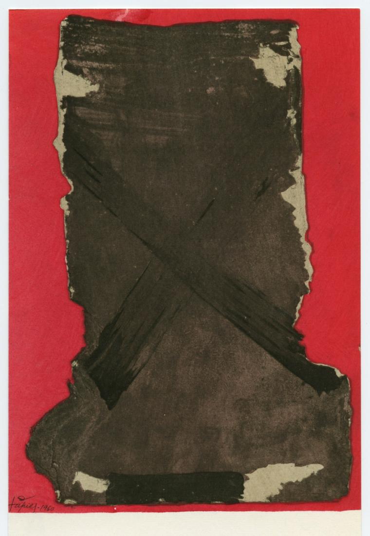 Antoni Tapies pochoir "Composition sur fond rouge" (1 of 1)