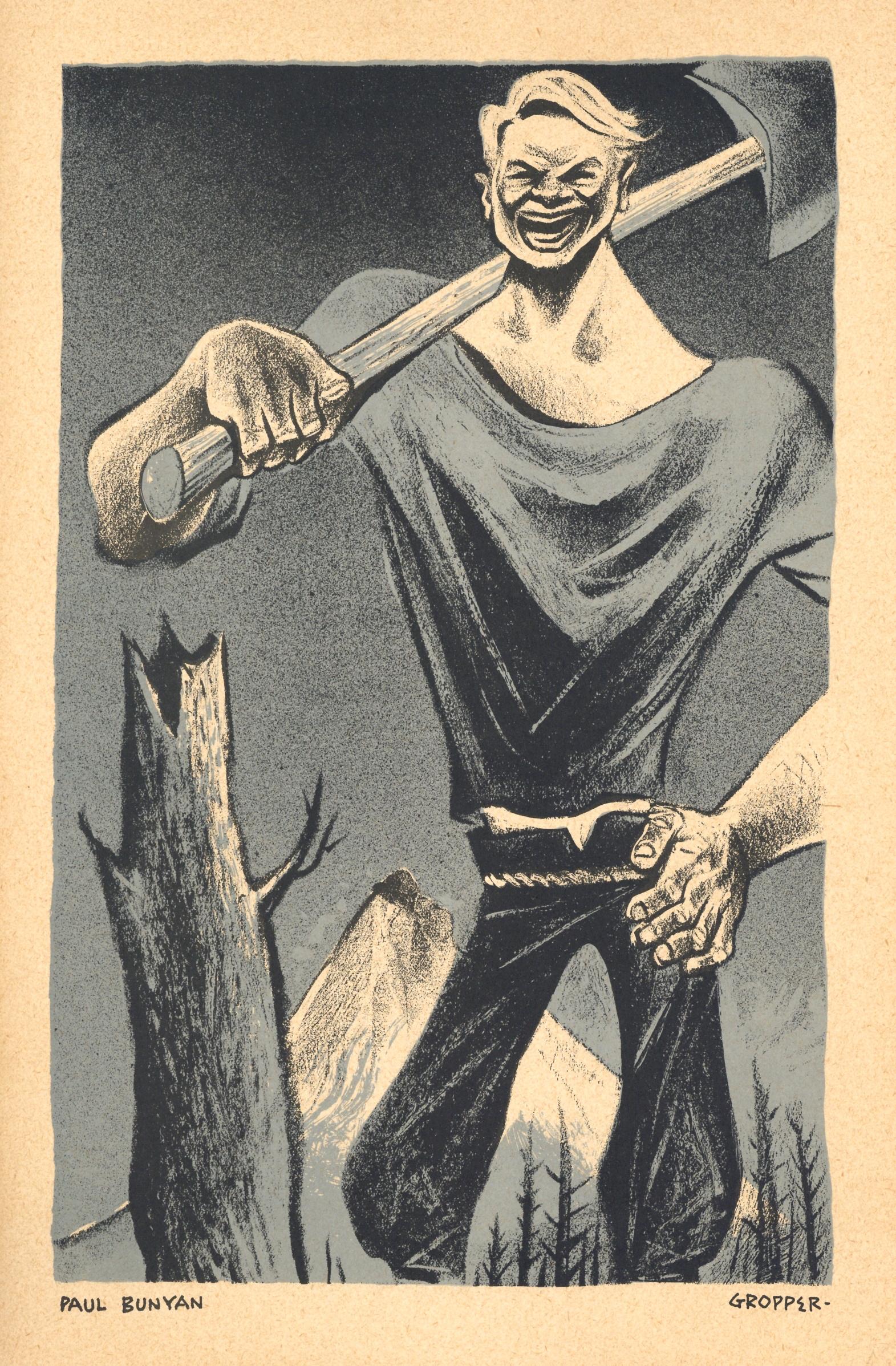 William Gropper original lithograph "Paul Bunyan" (1 of 1)