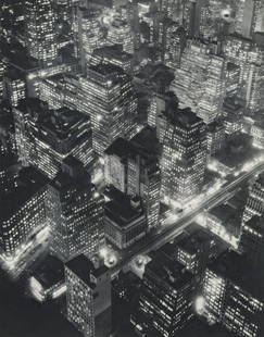 BERENICE ABBOTT - West Side, New York: Artist: Berenice Abbott Title: West Side, New York Medium: Photo Litho, 1970, USA Dimensions: 7.4x9.5" Heat Wax Mounted on 11x14" Conservation Board Berenice Abbot, originally named Bernice Abbott, wa