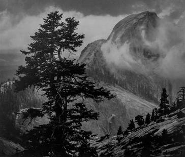 ANSEL ADAMS - Half Dome from Olmstead Point, 1970: Artist: Ansel AdamsTitle: Half Dome from Olmstead Point, 1970Medium: Photo Litho, 1979, USADimensions: 9.5x8.1"Heat Wax Mounted on 11x14" Conservation Board Ansel Adams was an American photographer