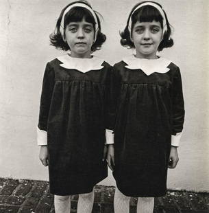 DIANE ARBUS - Identical Twins, Roselle, NJ, 1967: Artist: Diane ArbusTitle: Identical Twins, Roselle, NJ, 1967Medium: Photo Litho, 1972, USADimensions: 8x8.2"Heat Wax Mounted on 11x14" Conservation Board Diane Arbus was an American photographer