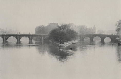 HENRI CARTIER-BRESSON - Ile de la Cite, Paris, 1952: Artist: Henri Cartier-BressonTitle: Ile de la Cite, Paris, 1952Medium: Photo Litho, 1979, USADimensions: 10.35x6.8"Heat Wax Mounted on 11x14" Conservation Board Henri Cartier-Bresson was a French