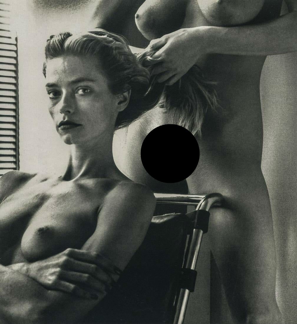 HELMUT NEWTON - 2 Playmates, Hollywood, 1986: Artist: Helmut Newton Title: 2 Playmates, Hollywood, 1986 Medium: Photo Litho, 2000, Italy Dimensions: 7.45x8.1" Heat Wax Mounted on 11x14" Conservation Board Helmut Newton (1920-2004) was a German-Au