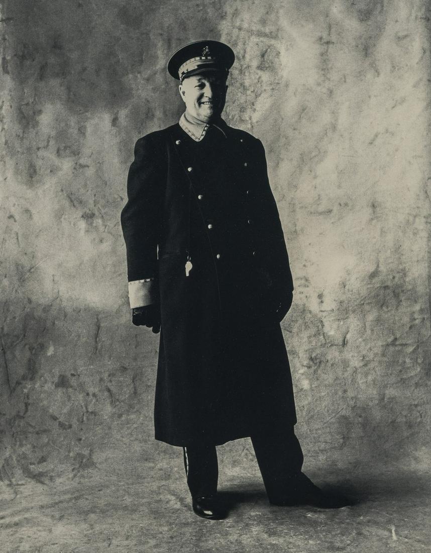 IRVING PENN - Doorman (Ritz-Carlton), New York, 1951: Artist: Irving Penn Title: Doorman (Ritz-Carlton), New York, 1951 Medium: Photo Litho, 2009, USA Dimensions: 6.8x8.75" Heat Wax Mounted on 11x14" Conservation Board Irving Penn (1917-2009) was an Amer