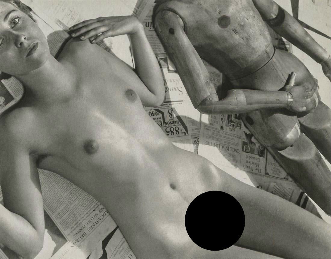RALPH STEINER - Nude and Mannequin, 1930: Artist: Ralph Steiner Title: Nude and Mannequin, 1930 Medium: Photo Litho, 1979, USA Dimensions: 6.9x5.4" Heat Wax Mounted on 8.5x11" Conservation Board Ralph Steiner was an American photographer, pio