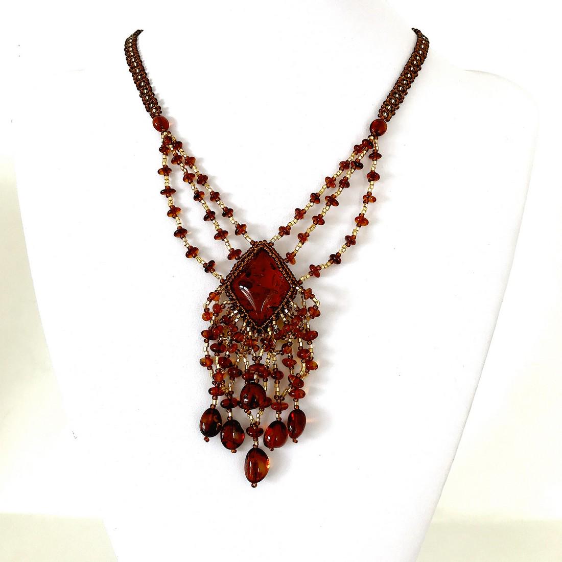 Unique and Incredible Amber Floral Necklace made from (1 of 9)