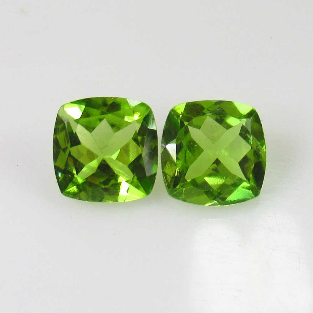 3.00 Ct Genuine Pakistan Peridot Cushion Pair: No Reserve! Title: 3.00 Ct Genuine Pakistan Peridot Cushion Pair Stone Clarity: VVS Gemstone: Natural Peridot Carat Weights: 3.00 Size/Dimensions: 7.40 x 7.40 x 4.20 mm / 2 PC's Top Class Full Luster 