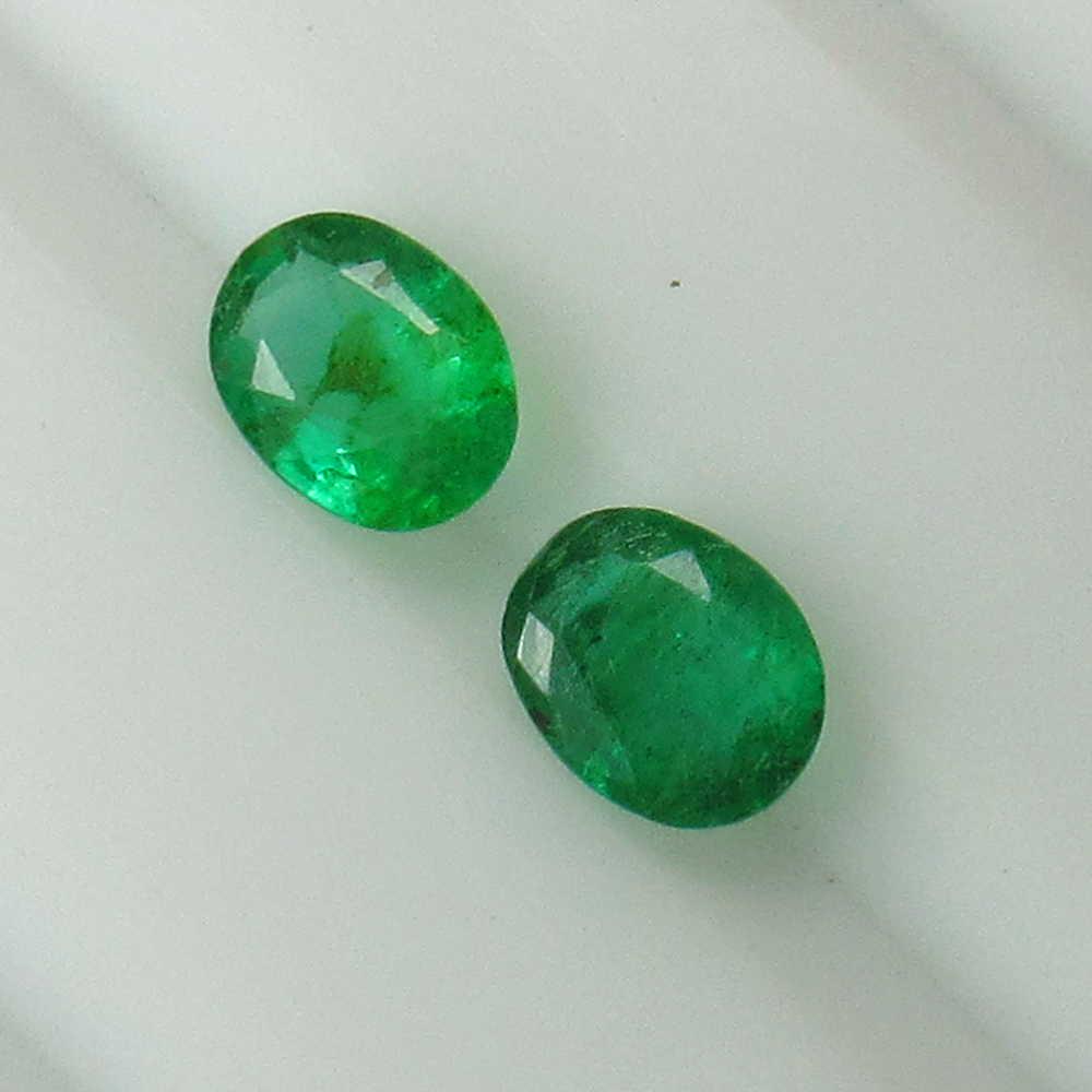 0.82 Ct Genuine Zambian Emerald Oval Pair (1 of 2)