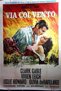 Gone With the Wind (1939) 23.25" x 33.25" Italian Movie: Gone with the Wind (1939) A manipulative woman and a roguish man conduct a turbulent romance during the American Civil War and Reconstruction periods. Starring: Clark Gable, Vivien Leigh, Thomas