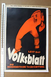 Volksbaltt 36.5" x 24" Art by Peter Laszlo Peri (1926): Volksbaltt 36.5" x 24" Art by Peter Laszlo Peri (1926) Communist German Poster LB Reserve: $722.50 Shipping:Domestic: Flat-rate of $22.00 to anywhere within the contiguous U.S.International: