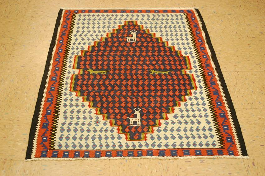 Cir 1930s Antique High Kpsi Unique Prsian Sennah Kilim (1 of 9)
