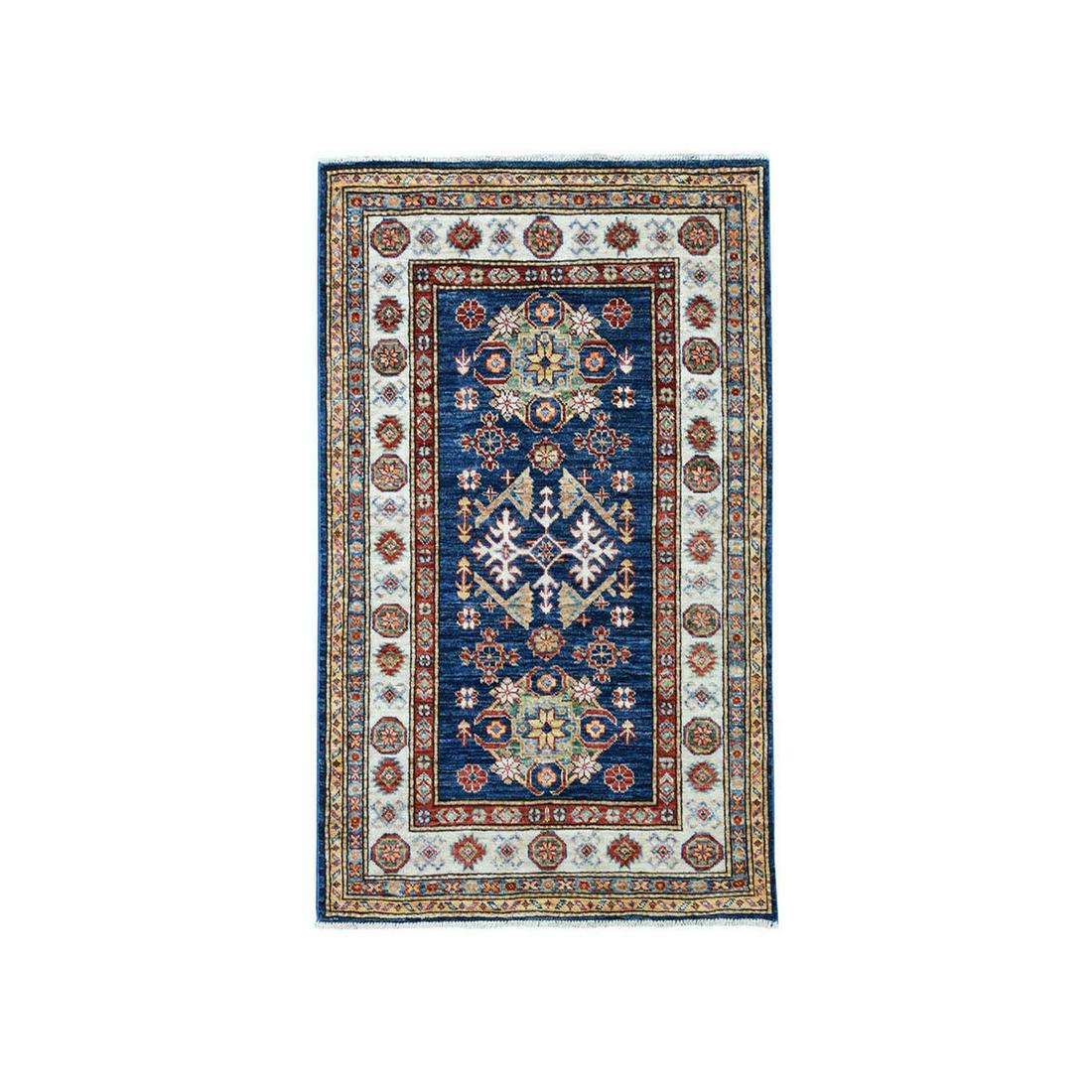 Blue Super Kazak Pure Wool Geometric Design (1 of 6)