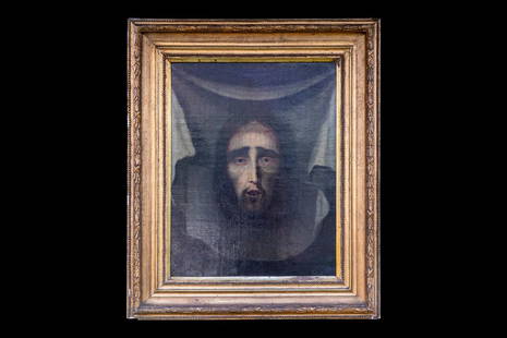 Schroud Of Turin/unknouwn: Title: Schroud Of Turin/unknouwnDescription: PAINITINGOrigin: Date/Period: likely 20th centuryMaterials:OIL ON CANVASDimensions:82X70X8 Reserve: $400.00 Shipping:Domestic: Flat-rate of $140.00 to