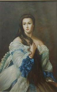 Oil on canvas of the Noble Woman: LARGE OIL ON CANVAS OF THE NOBLE WOMAN. VERY GOOD CONDITION AS SEEN ON PICTURES . FROM THE EAST HAMPTON ESTATE. SIZE 21 x 30 INCHES. Reserve: $295.00 Shipping:Domestic: Flat-rate of $69.00 to