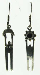 SACRED Silver Aztec Earrings Circa 1930s!: DK Silver Aztec Earrings Circa 1930s! This wonderful item is one of a kind! The weight is 6 grams. The length is 2 ¼ inches. The width is 3/8 of an inch. There are markings 925 for silver. 
