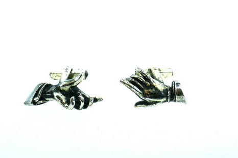 Vintage Sterling Silver Hand Cufflinks Figural: AK JT0 Vintage Sterling Silver Hand Cufflinks Figural Gesturing · Wonderful cufflinks that is a great addition to your collection. · Weight is 14.3 grams · Made of Sterling Silver ·