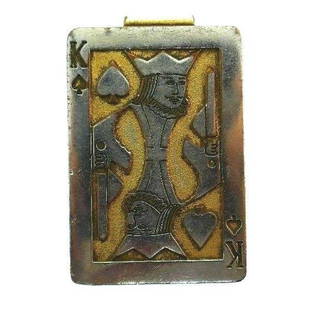 ANSON Gold Plate King of Hearts Money Clip Vintage: Anson Gold Plate King of Hearts Money Clip Vintage DK · This is a must for a collector. The weight is 32.7 grams. The length is 1 1/4 inches. The height is 1 7/8 inches. There is a patent number on