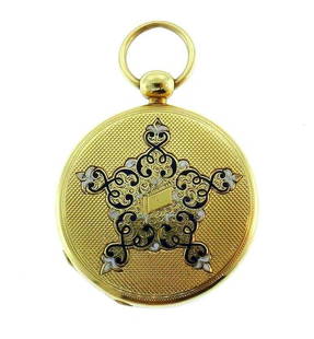 Vintage 14k Yellow Gold Enamel Locket Pendant: NS UT0 Vintage 14k yellow gold enamel locket pendant Measurements: diameter is 1 1/8", height is 1/8" Weight is 7.1 grams In excellent condition; wear consistent with age and use (please see