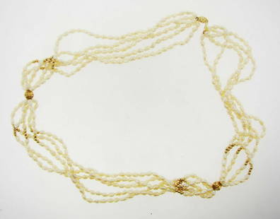 GORGEOUS 14k Yellow Gold & Fresh Water Pearl Necklace: DK 14k Yellow Gold & Fresh Water Pearl Necklace Circa 1950s! This wonderful item is one of a kind! The weight is 56.4 grams. The length of the necklace is 24 inches. This fantastic piece is in