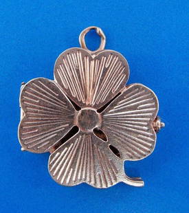 GOOD LUCK 14k Yellow Gold Four Leaf Clover Locket: DK 14k Yellow Gold Four Leaf Clover Locket Charm Pendant · This is a must for a collector. The weight is 11.9 grams. The length with bail is 1 ¼ inches. The width is 3/16 of an inch. · This is