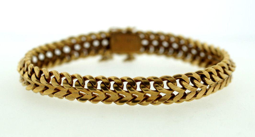 C.1950 VINTAGE 18K YELLOW GOLD CHAIN LINK BRACELET (1 of 10)