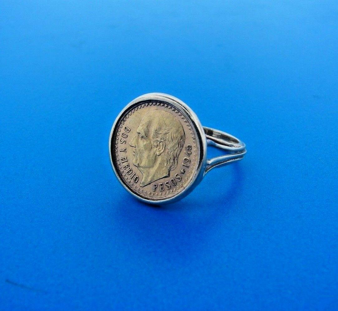 WOW 14k & 24k Yellow Gold Mexican Coin Ring Circa 1940s (1 of 5)